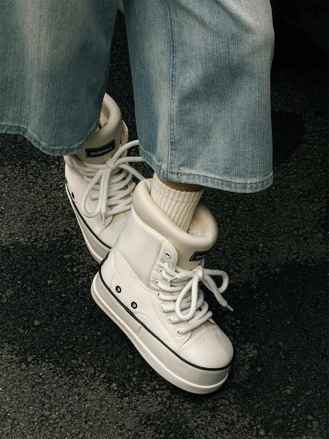 GSL | Shell Toe Platform Mid-Calf Boots-White