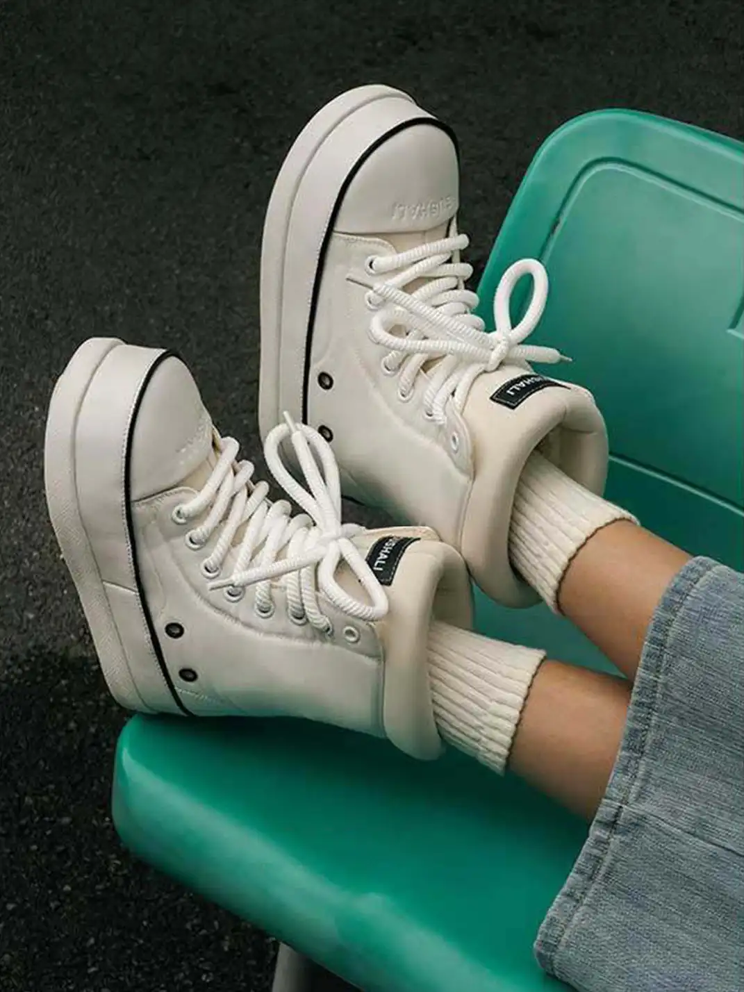 GSL | Shell Toe Platform Mid-Calf Boots-White