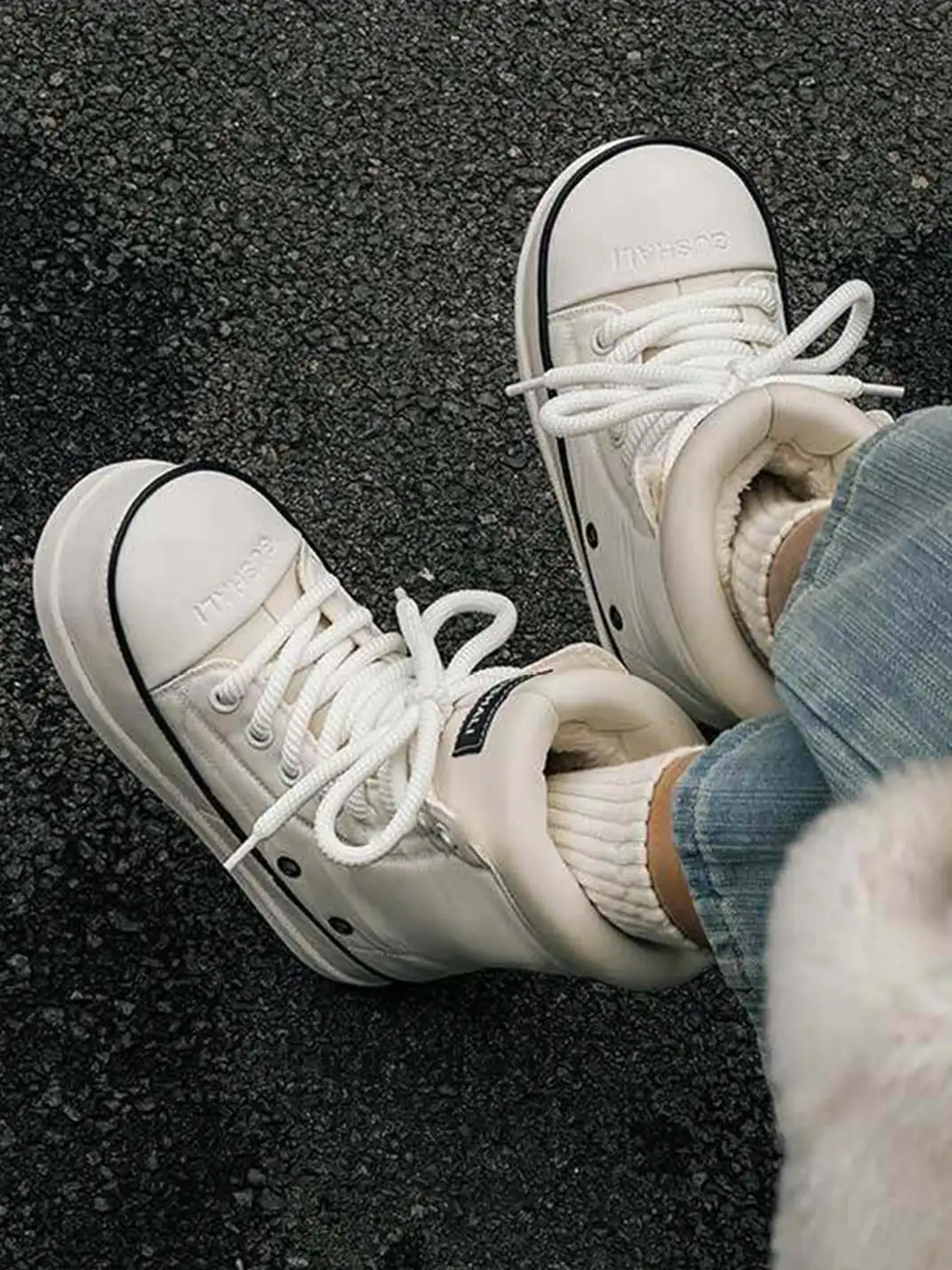 GSL | Shell Toe Platform Mid-Calf Boots-White