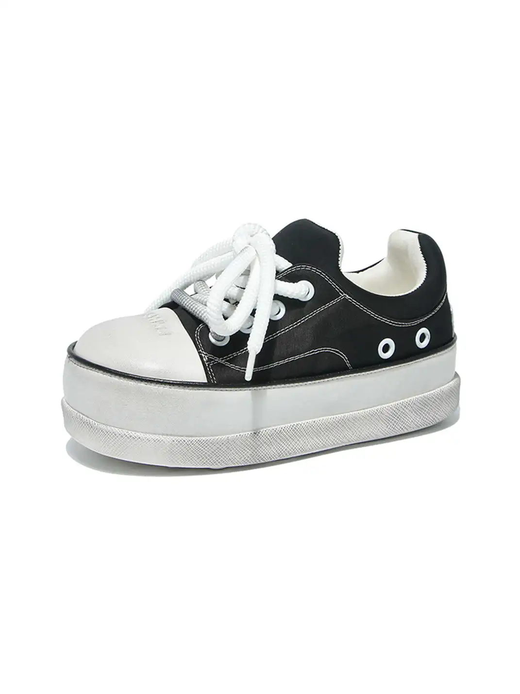 GSL | Retro Distressed Platform Sneakers-Black