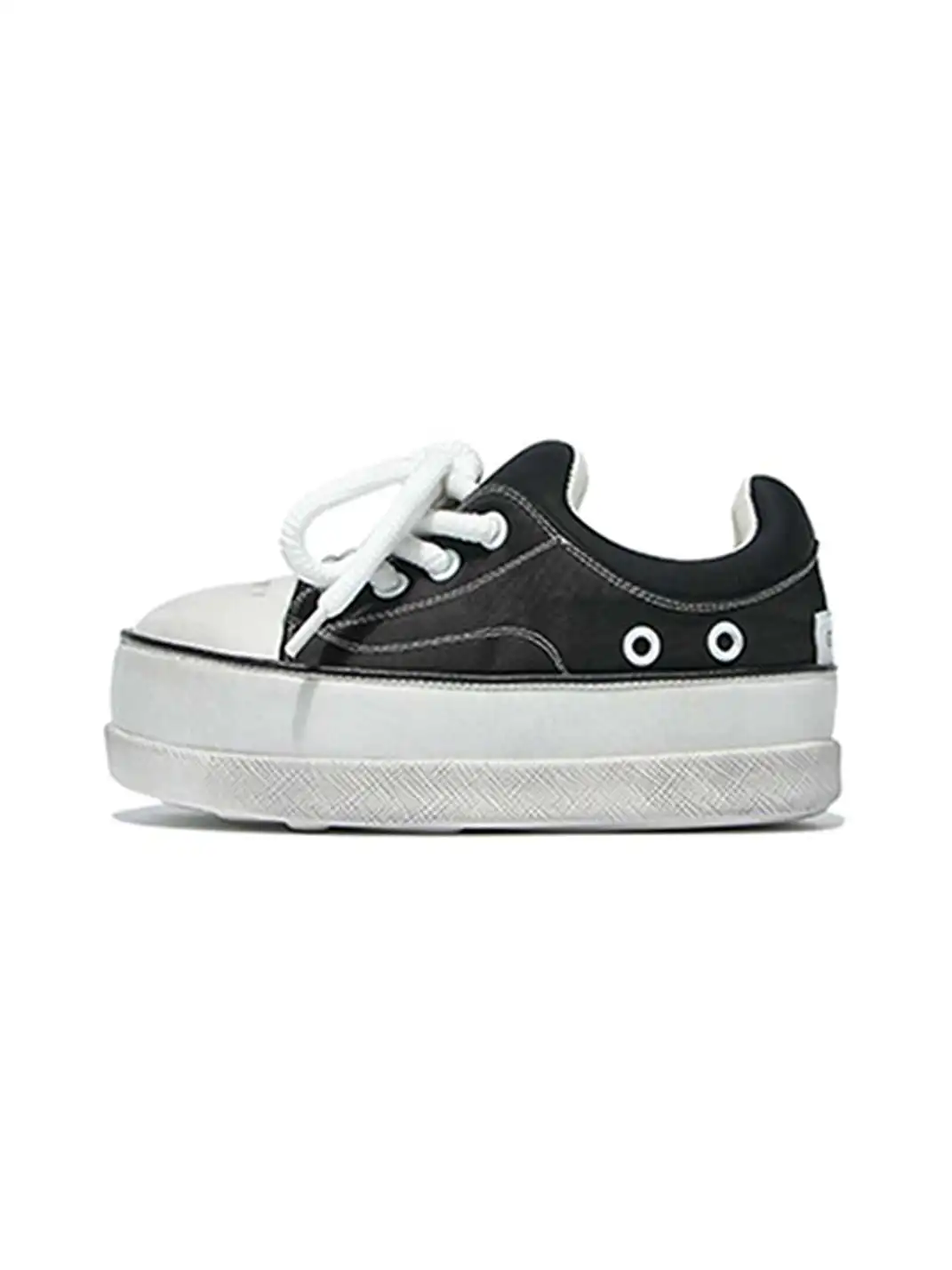 GSL | Retro Distressed Platform Sneakers-Black
