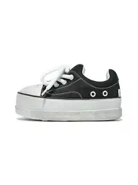 GSL | Retro Distressed Platform Sneakers-Black