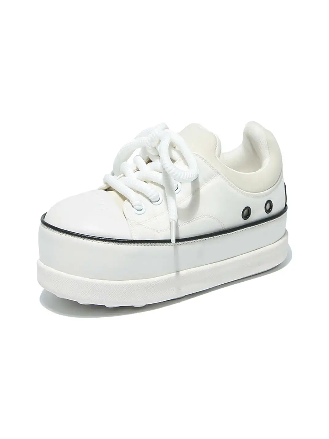 GSL | Retro Distressed Platform Sneakers-White