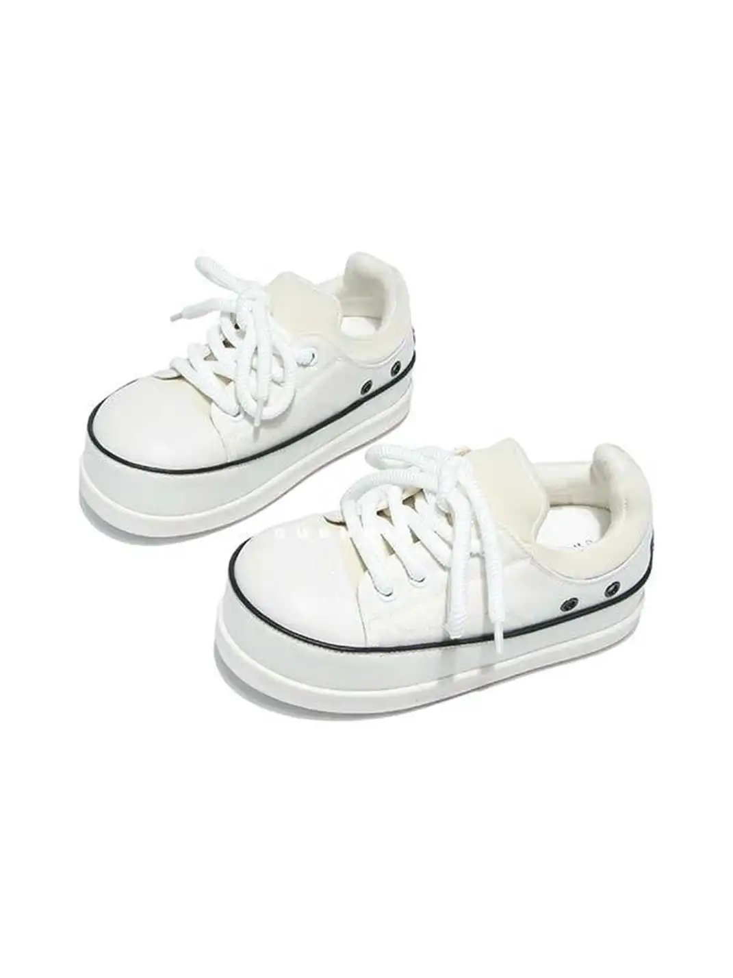 GSL | Retro Distressed Platform Sneakers-White
