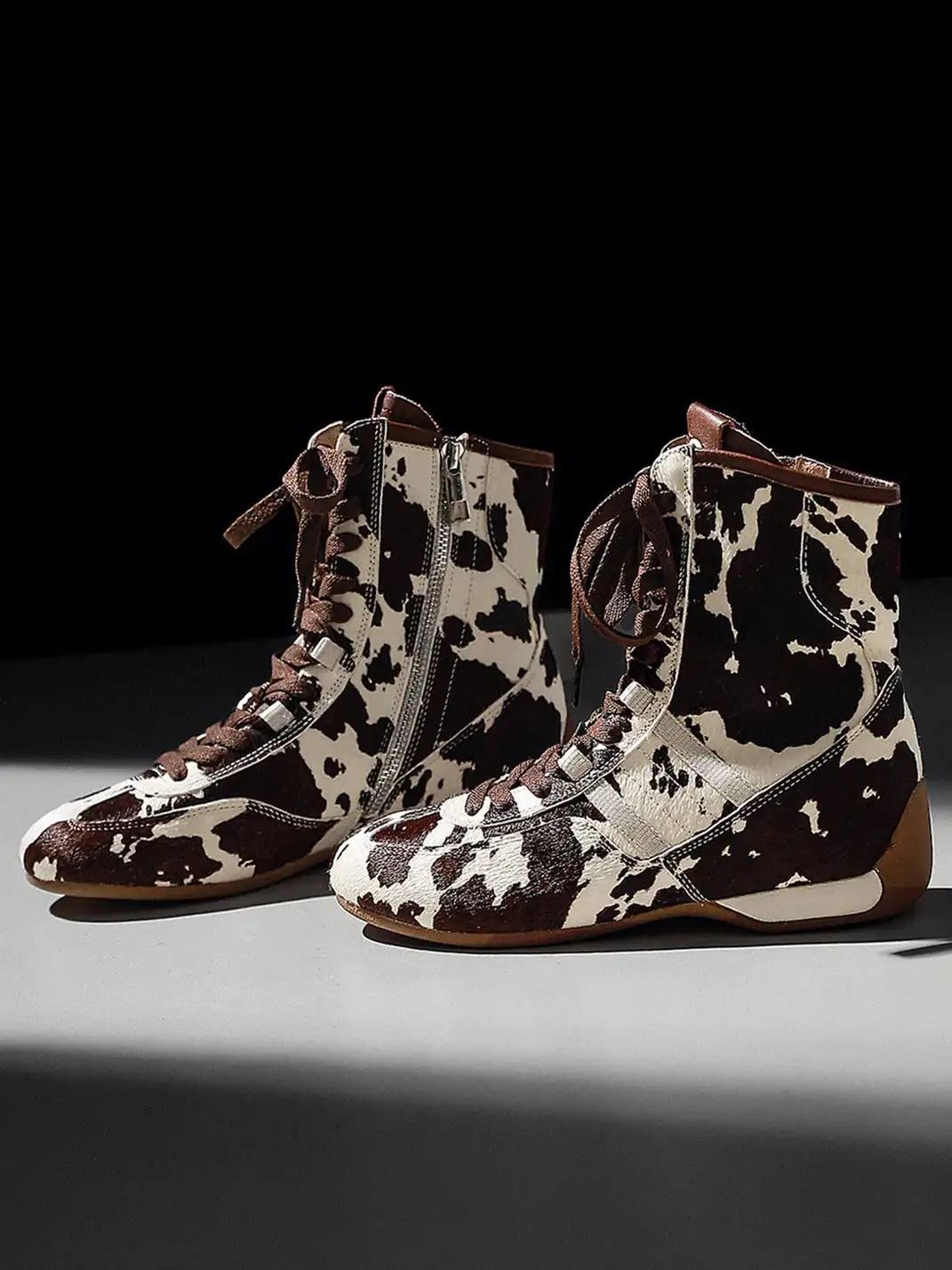 White Moose | Lace-Up Side Zip Ankle Boots-Horsehair