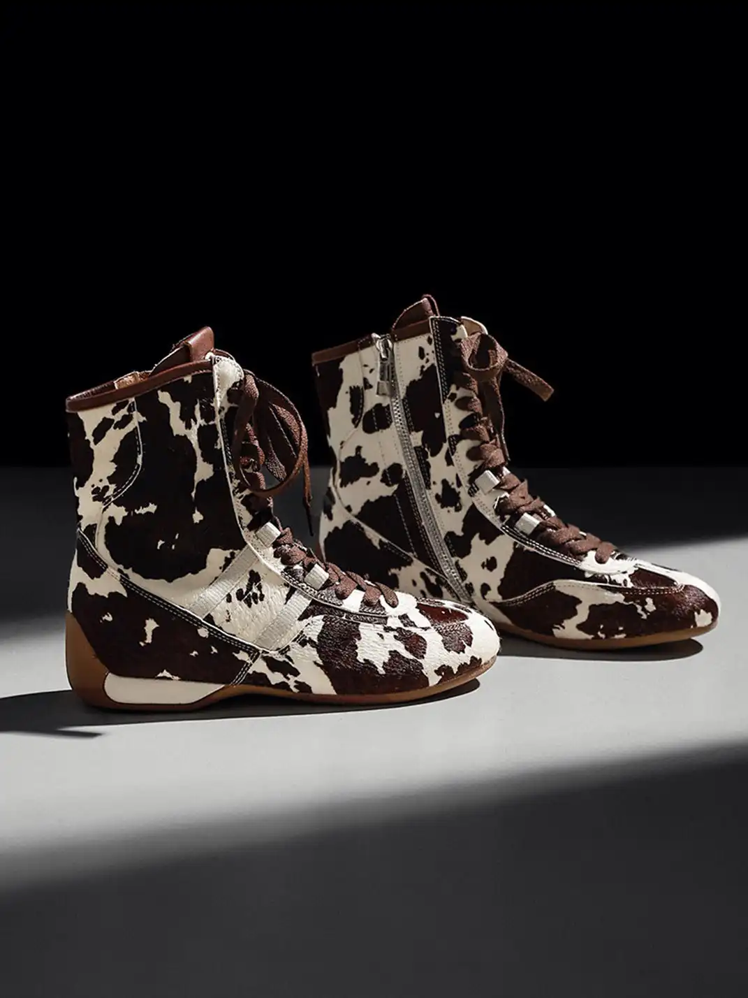 White Moose | Lace-Up Side Zip Ankle Boots-Horsehair