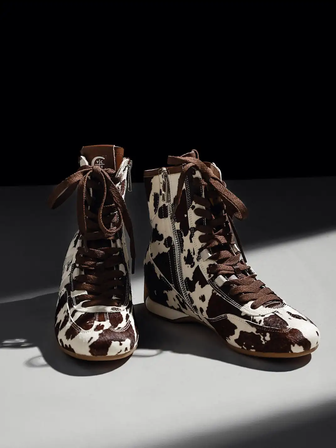 White Moose | Lace-Up Side Zip Ankle Boots-Horsehair