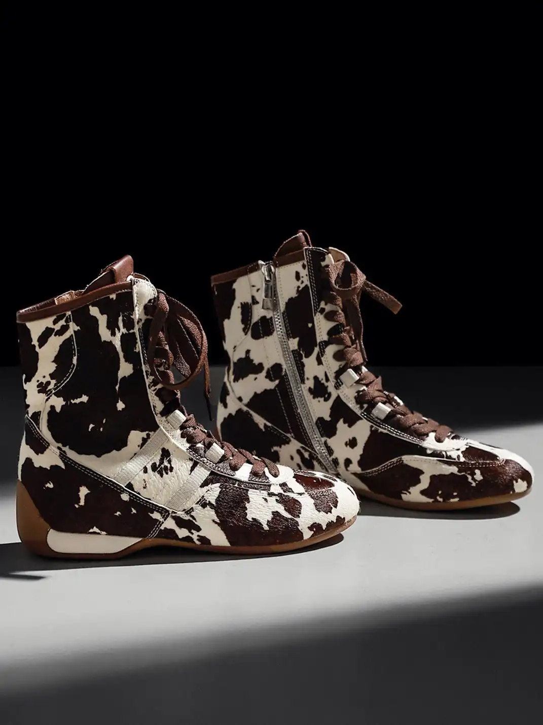White Moose | Lace-Up Side Zip Ankle Boots-Horsehair