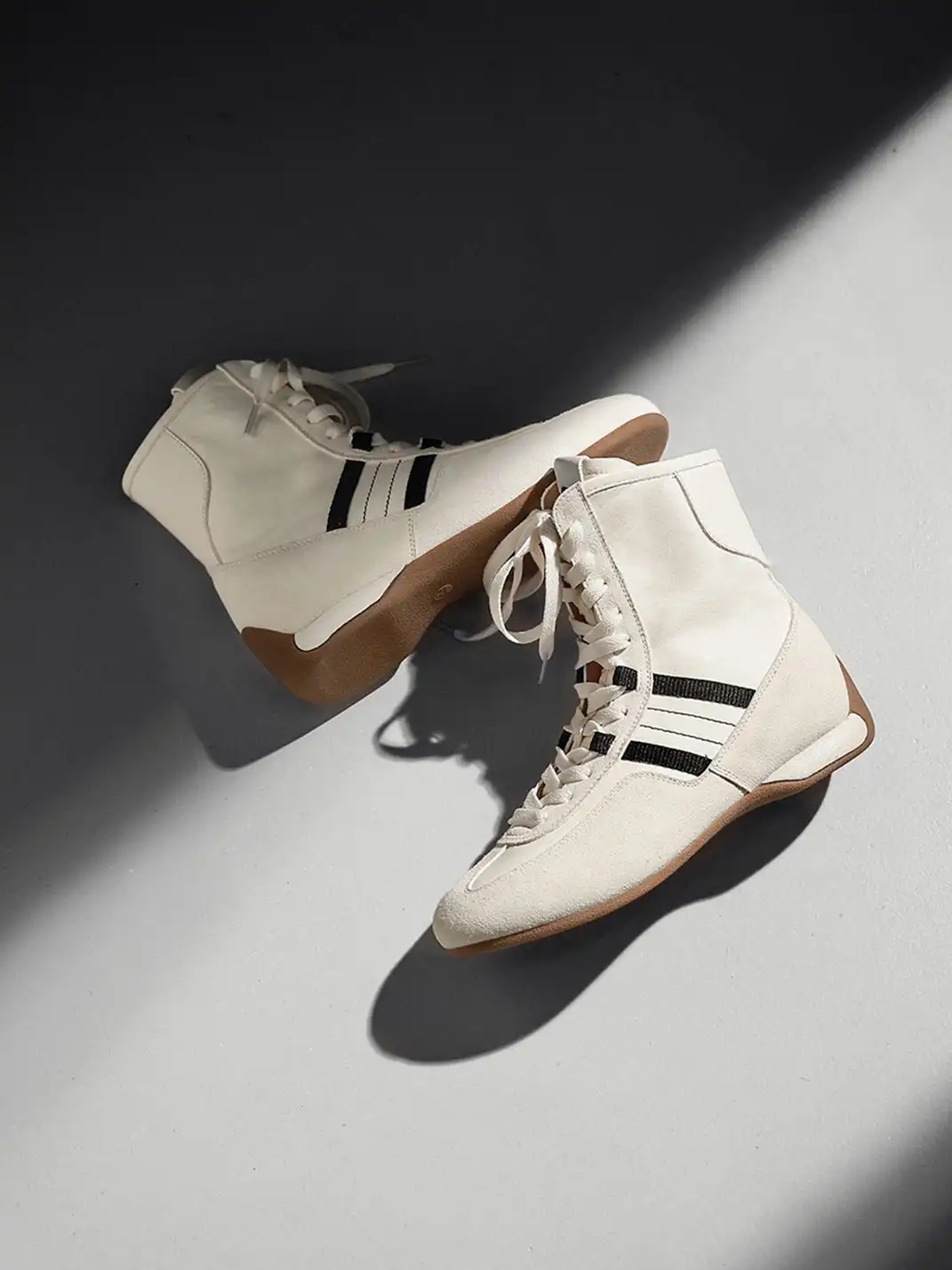 White Moose | Lace-Up Side Zip Ankle Boots-White