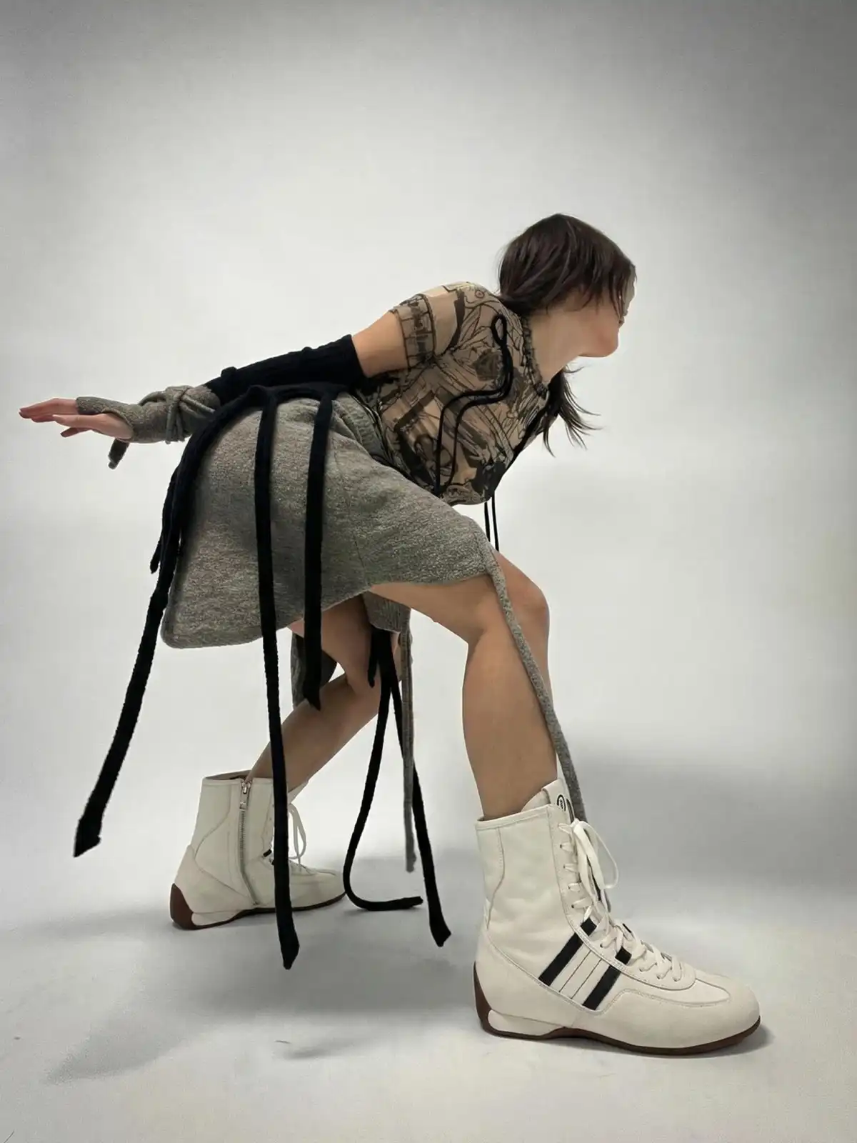 White Moose | Lace-Up Side Zip Ankle Boots-White