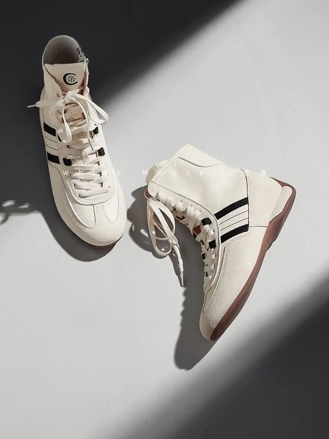 White Moose | Lace-Up Side Zip Ankle Boots-White