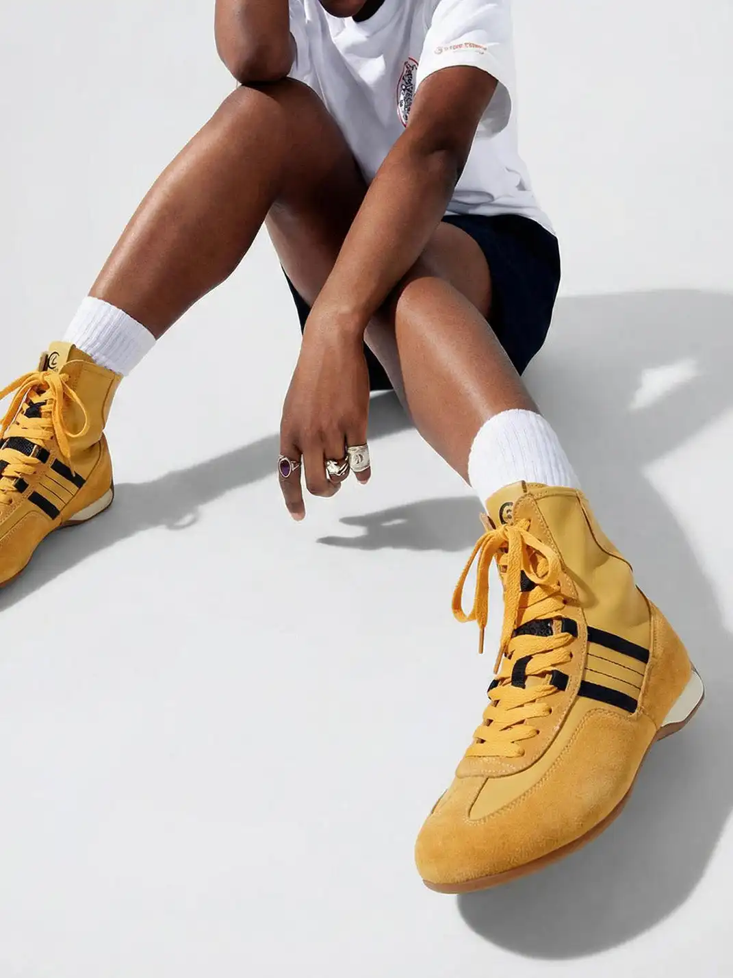 White Moose | Lace-Up Side Zip Ankle Boots-Yellow