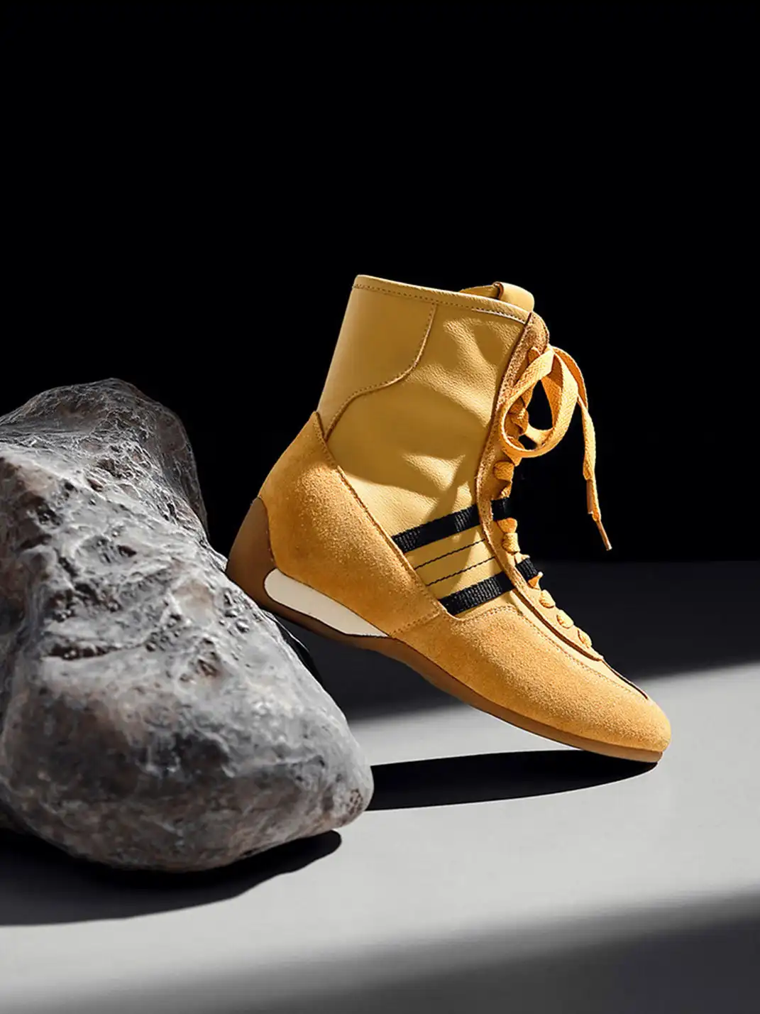 White Moose | Lace-Up Side Zip Ankle Boots-Yellow