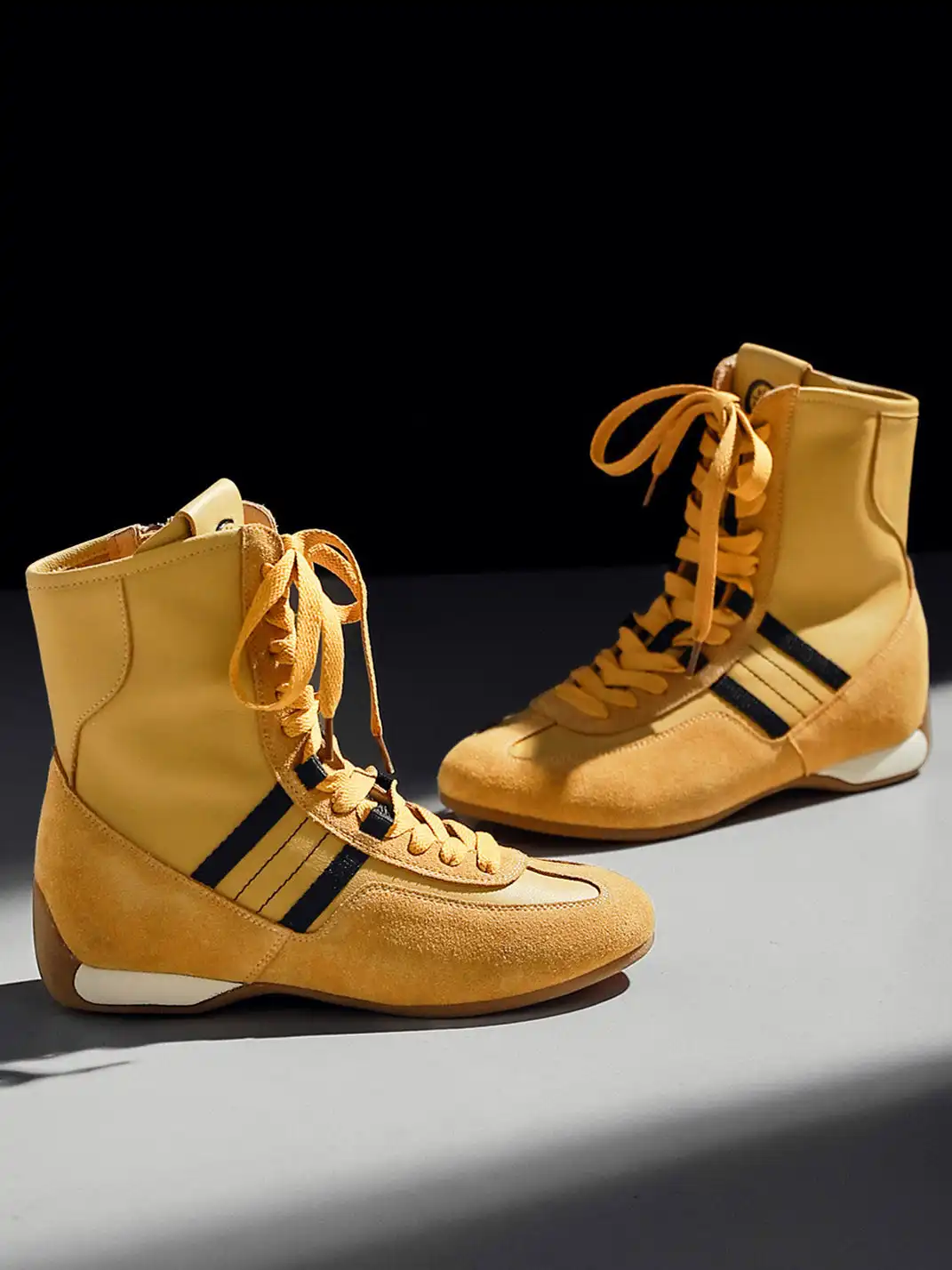 White Moose | Lace-Up Side Zip Ankle Boots-Yellow