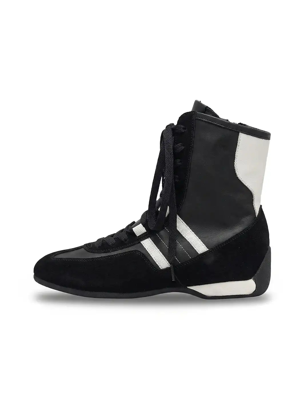 White Moose | Lace-Up Side Zip Ankle Boots-Black