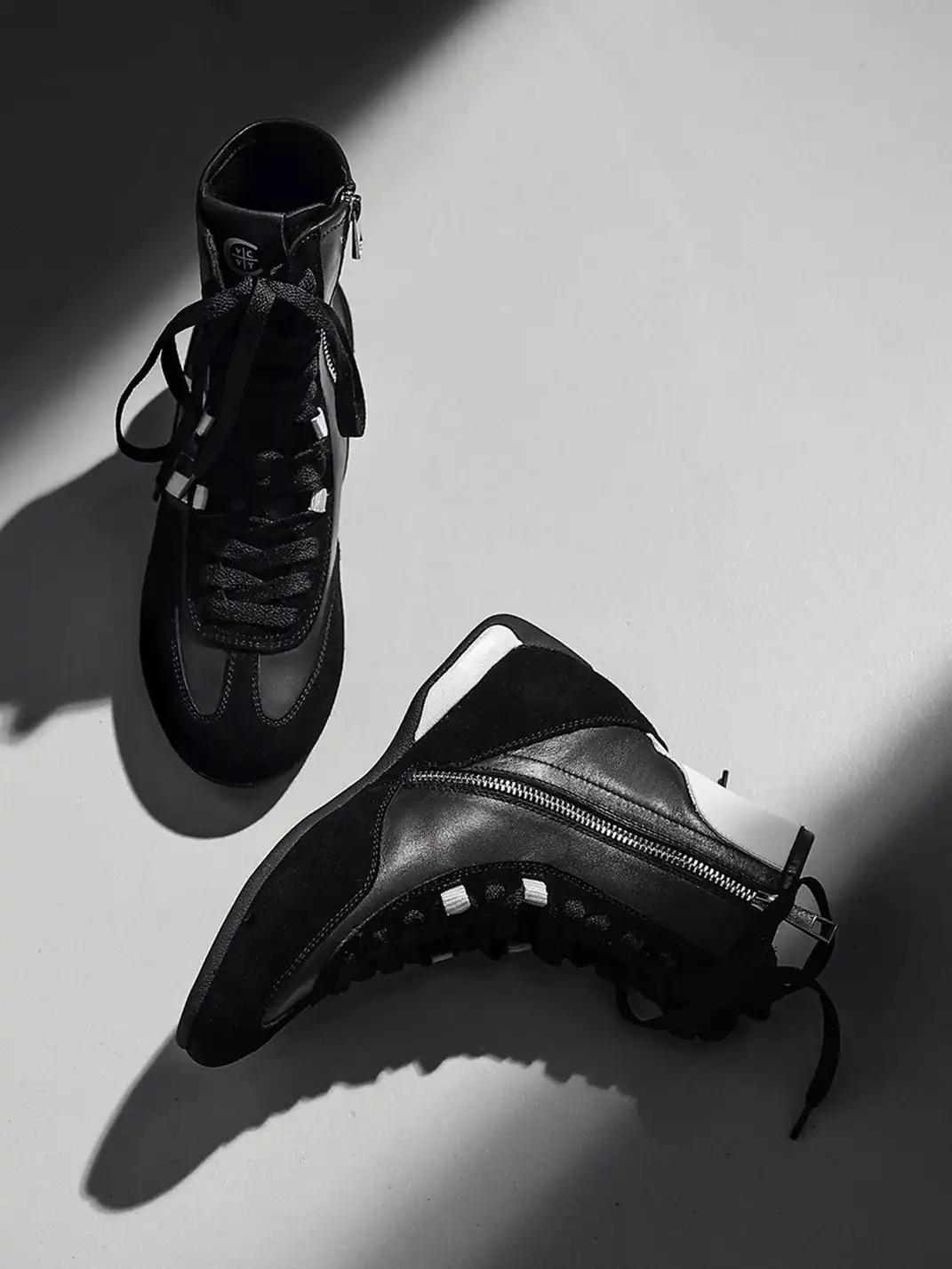 White Moose | Lace-Up Side Zip Ankle Boots-Black