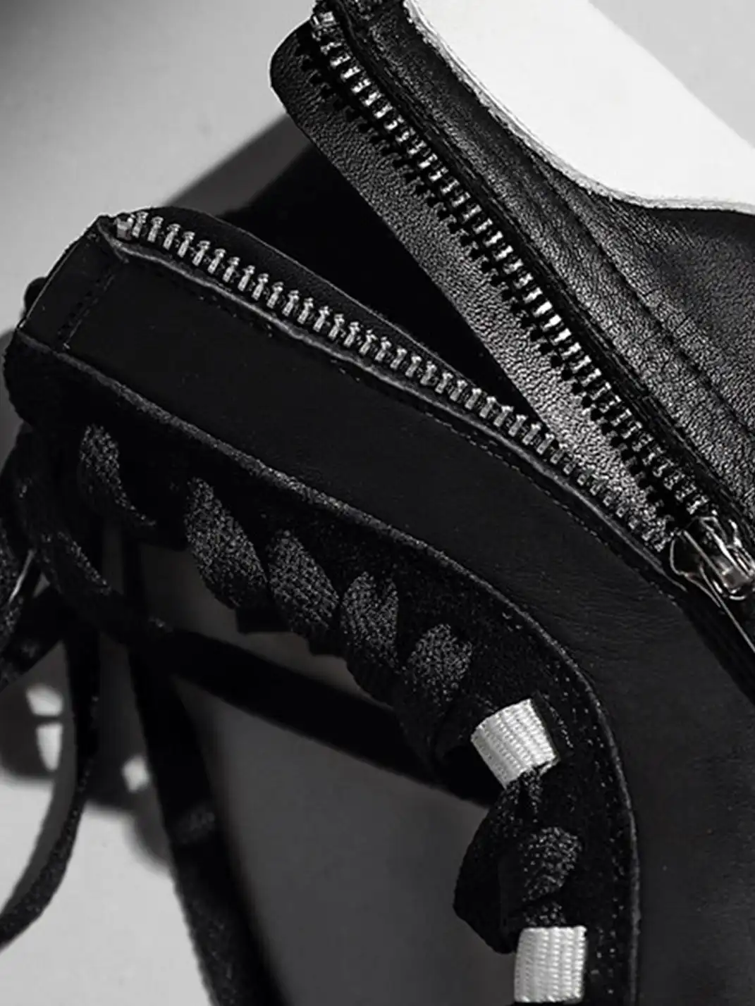 White Moose | Lace-Up Side Zip Ankle Boots-Black