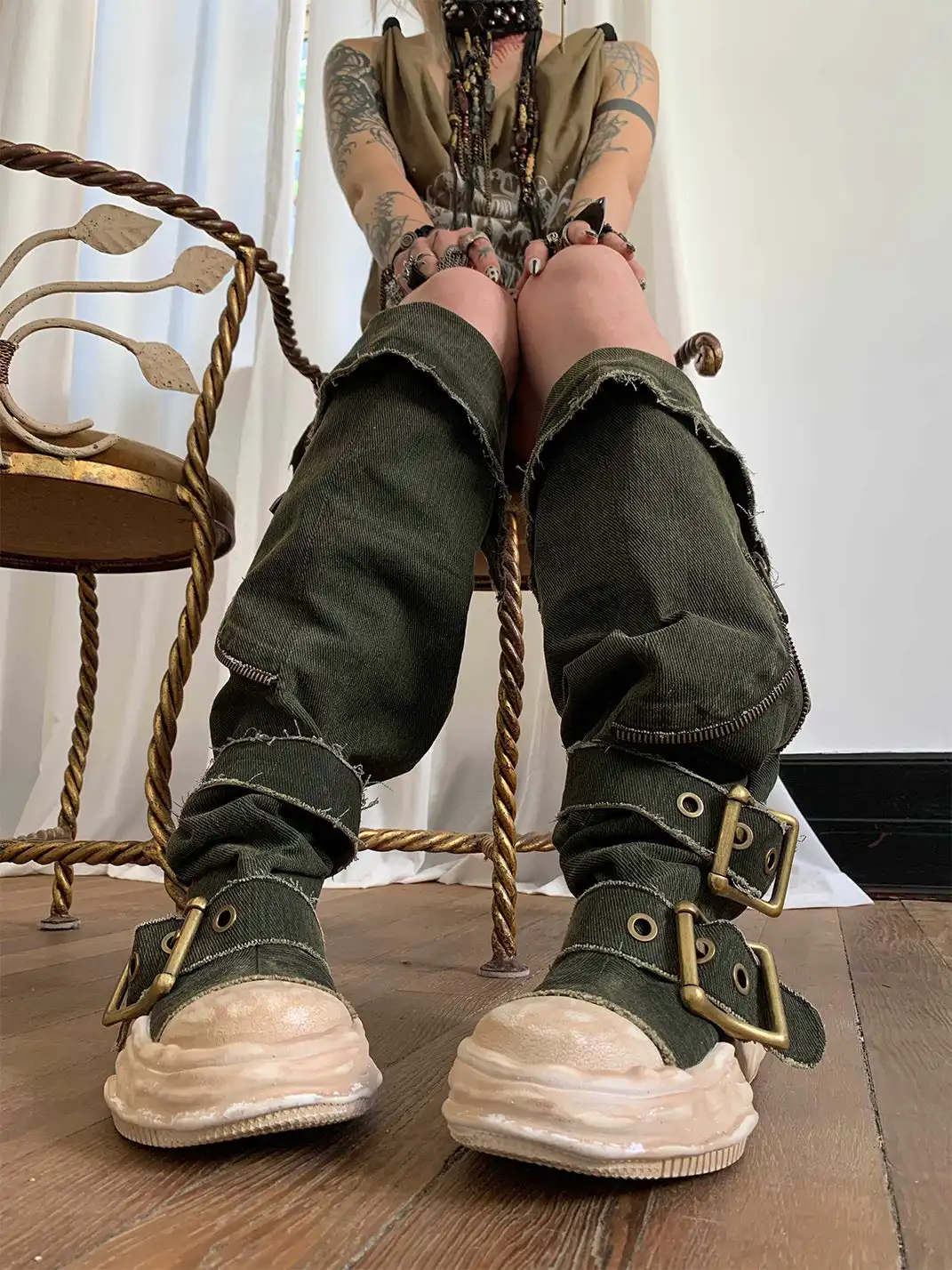 WrongSolution | "BreakTheRules" Multi-Wear Broken Canvas Leather Boots