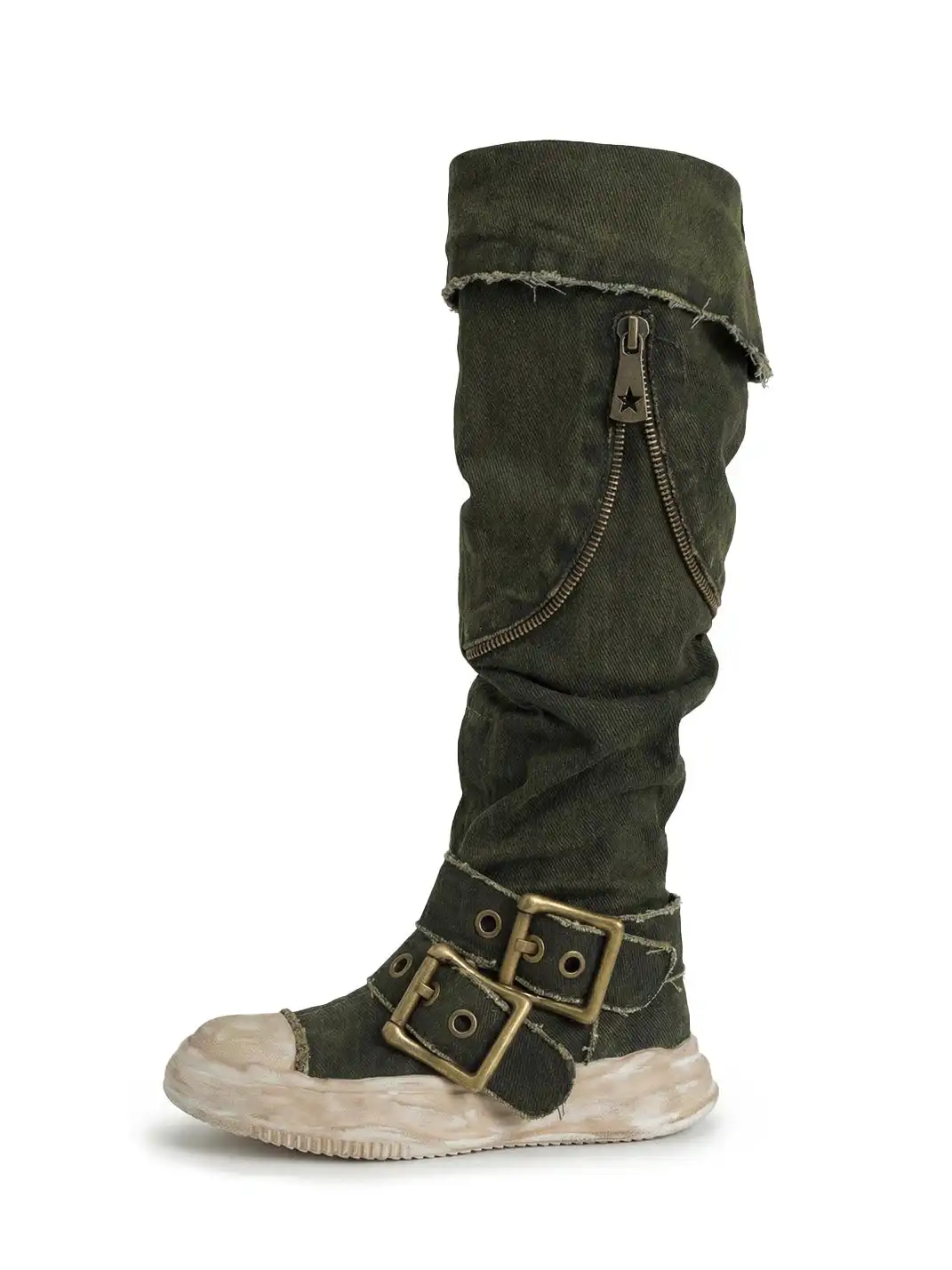 WrongSolution | "BreakTheRules" Multi-Wear Broken Canvas Leather Boots