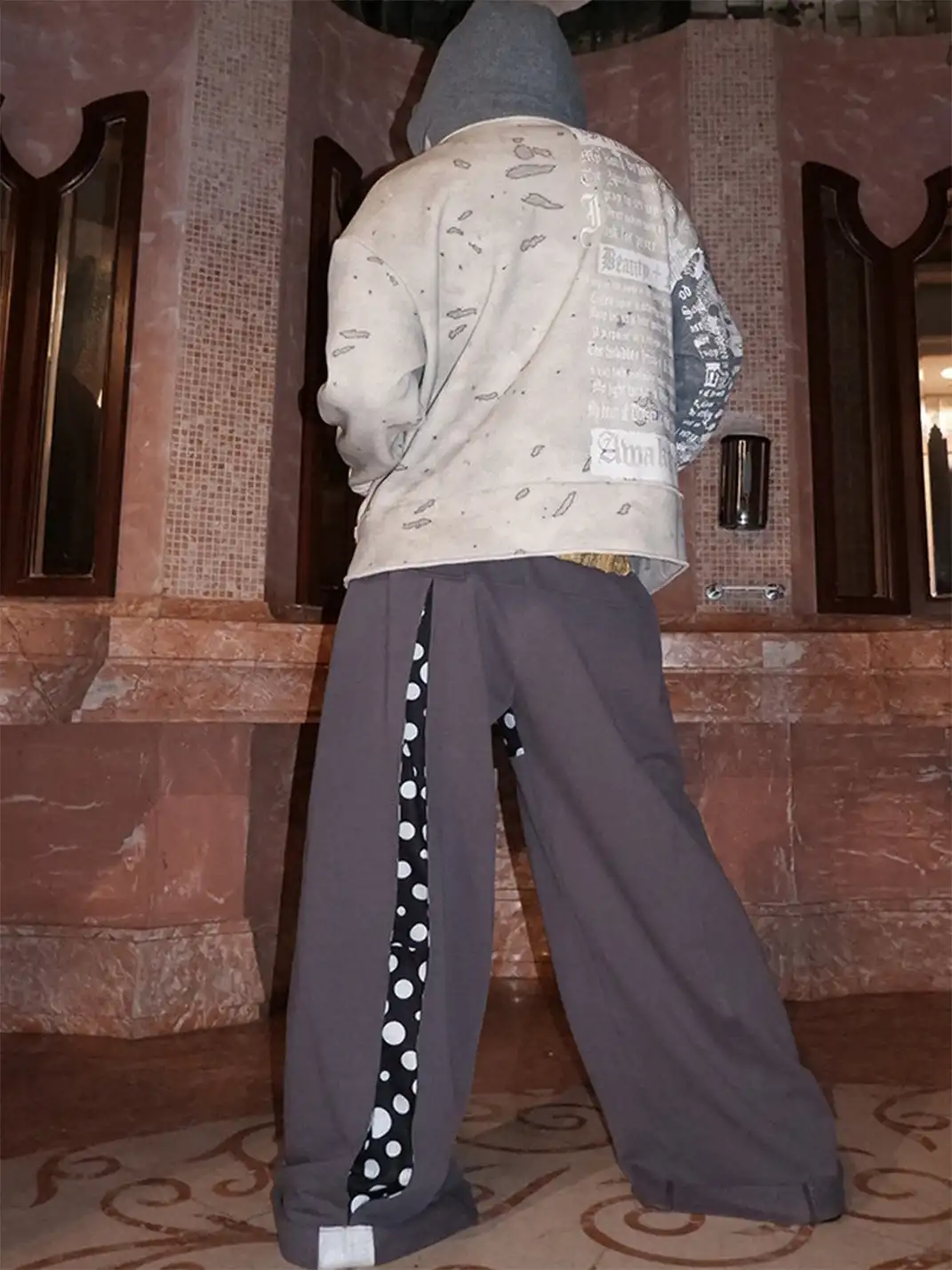 WrongSolution | "No Faith" Patchwork Low Waist Loose Pants