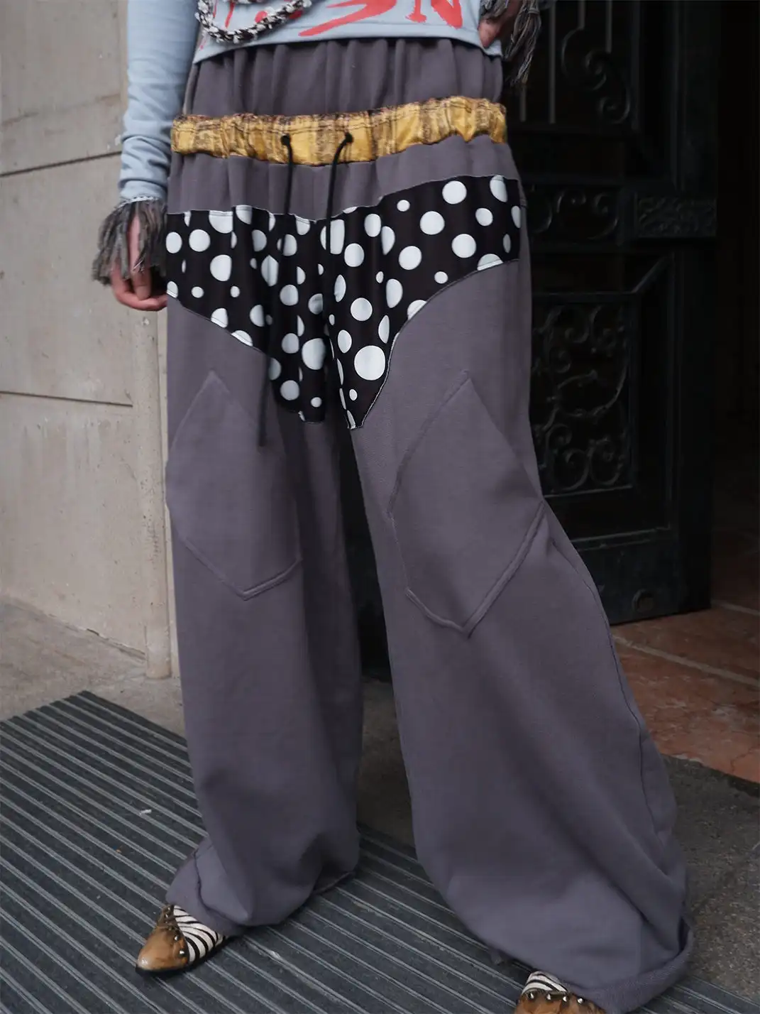 WrongSolution | "No Faith" Patchwork Low Waist Loose Pants