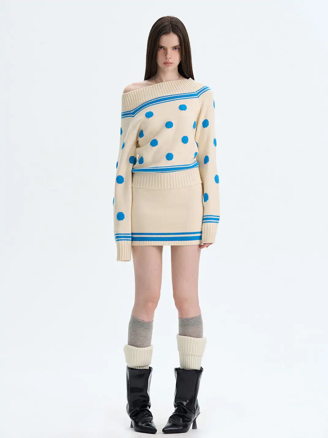 The NeverMore | Retro Color-Blocked Polka Dot Sweater