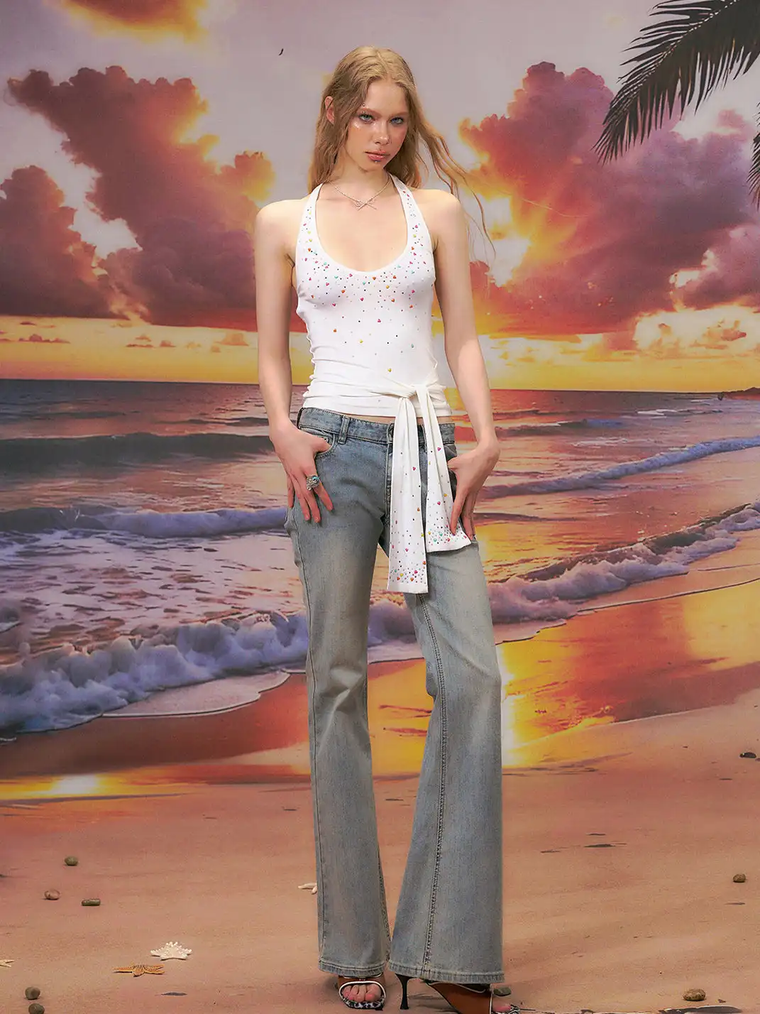 The NeverMore | Light Blue Low-Rise Flared Jeans