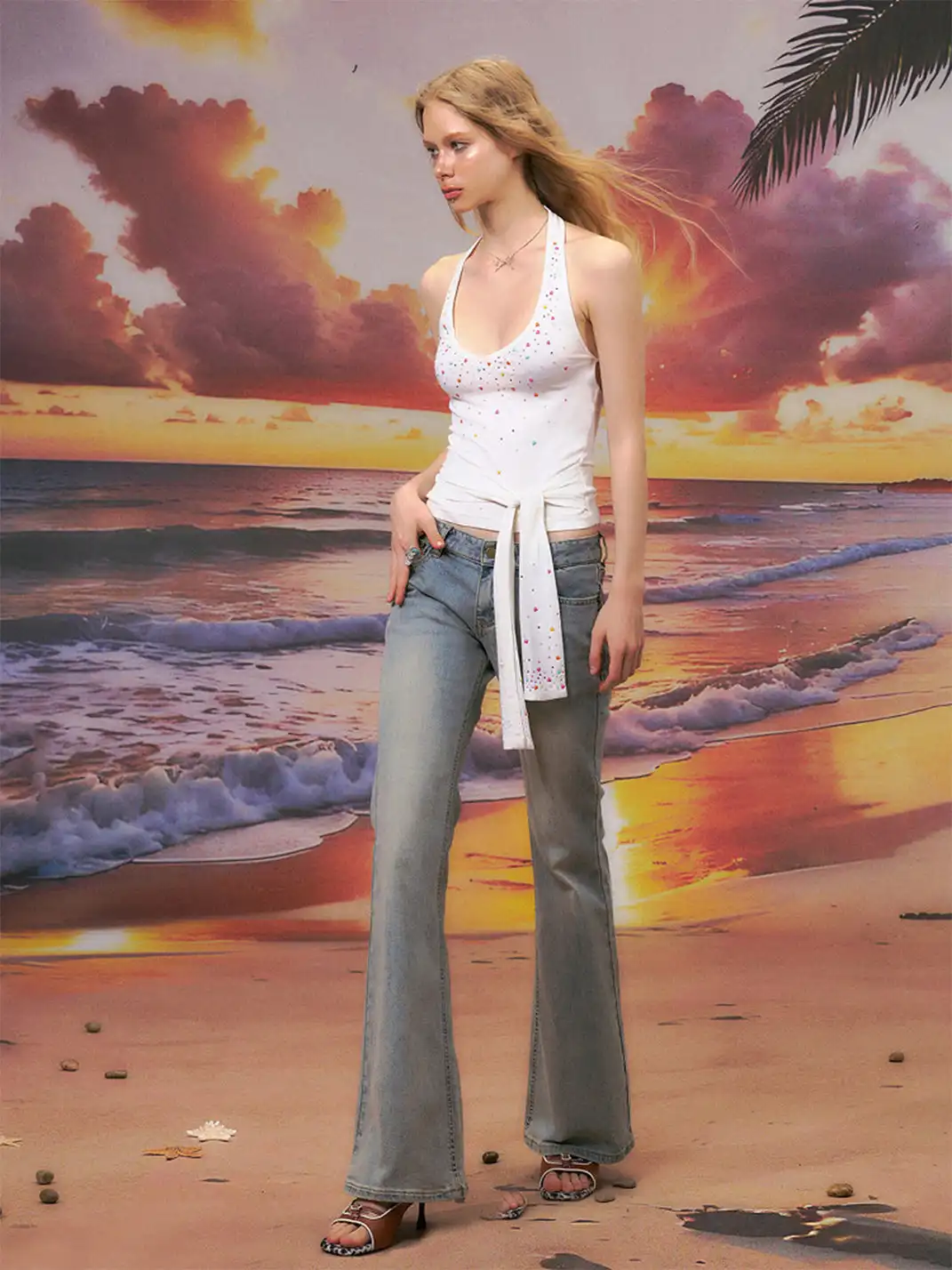 The NeverMore | Light Blue Low-Rise Flared Jeans