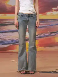 The NeverMore | Light Blue Low-Rise Flared Jeans