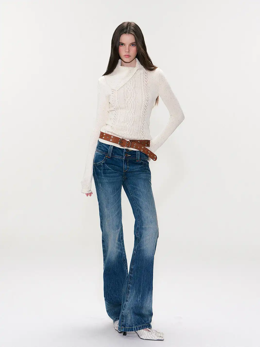 The NeverMore | Collared Sequined Knit Sweater