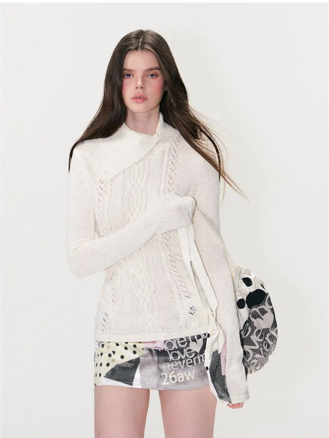 The NeverMore | Collared Sequined Knit Sweater