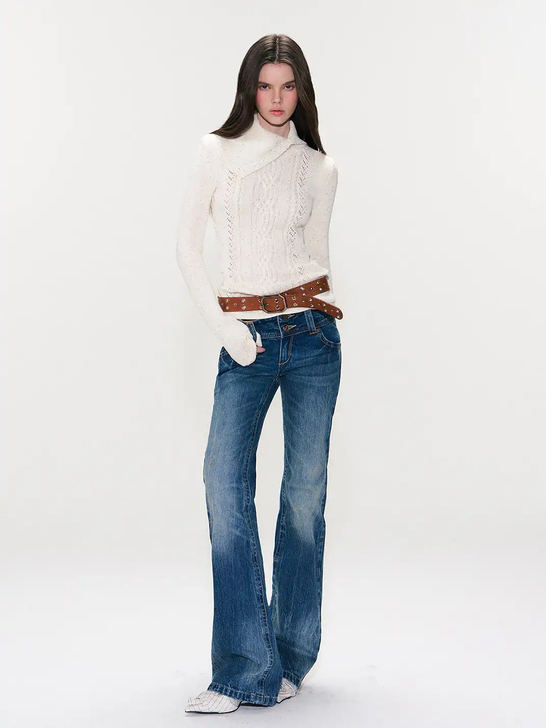 The NeverMore | Collared Sequined Knit Sweater