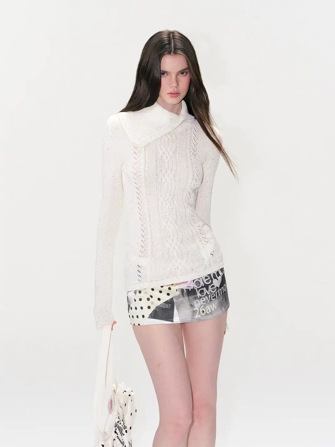 The NeverMore | Collared Sequined Knit Sweater