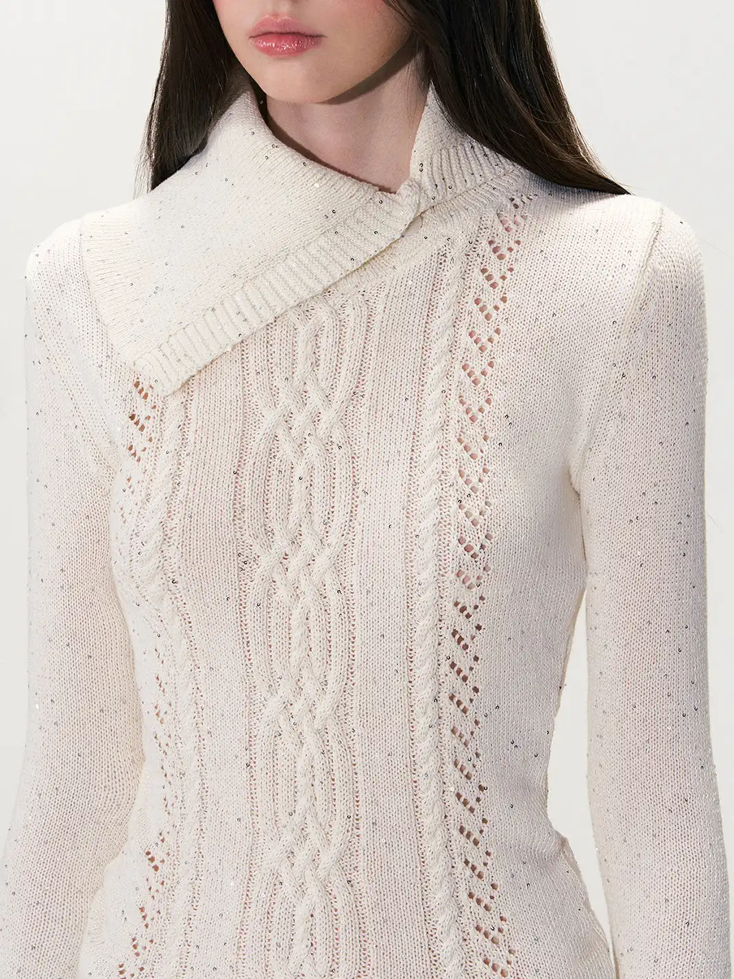 The NeverMore | Collared Sequined Knit Sweater
