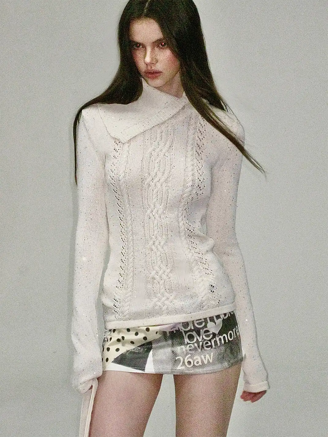 The NeverMore | Collared Sequined Knit Sweater