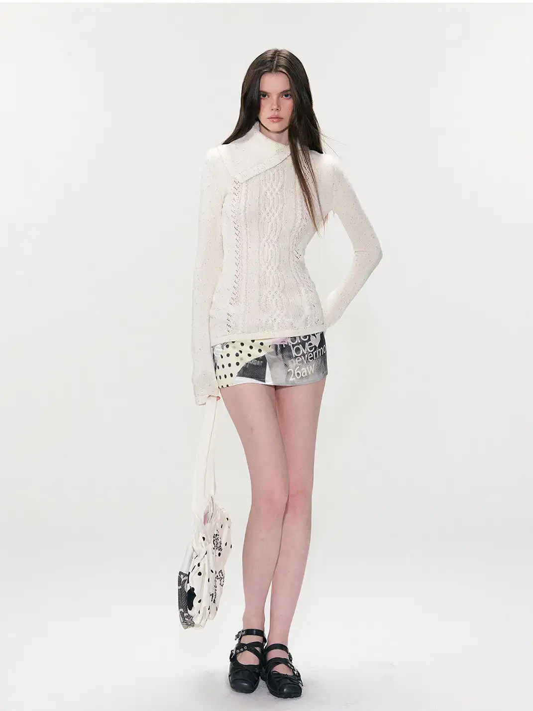The NeverMore | Collared Sequined Knit Sweater