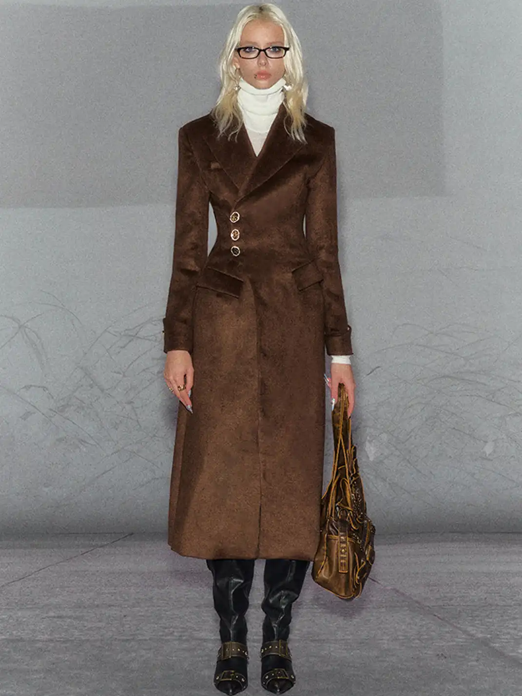The NeverMore | Brown Wool Vintage Fitted Coat