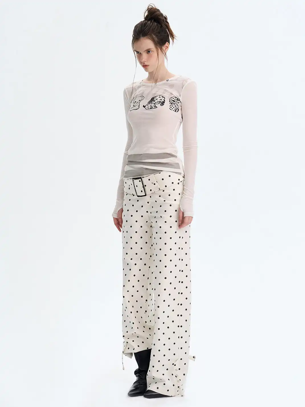 The NeverMore | Puppy Print Faux Two-Piece Knit T-Shirt