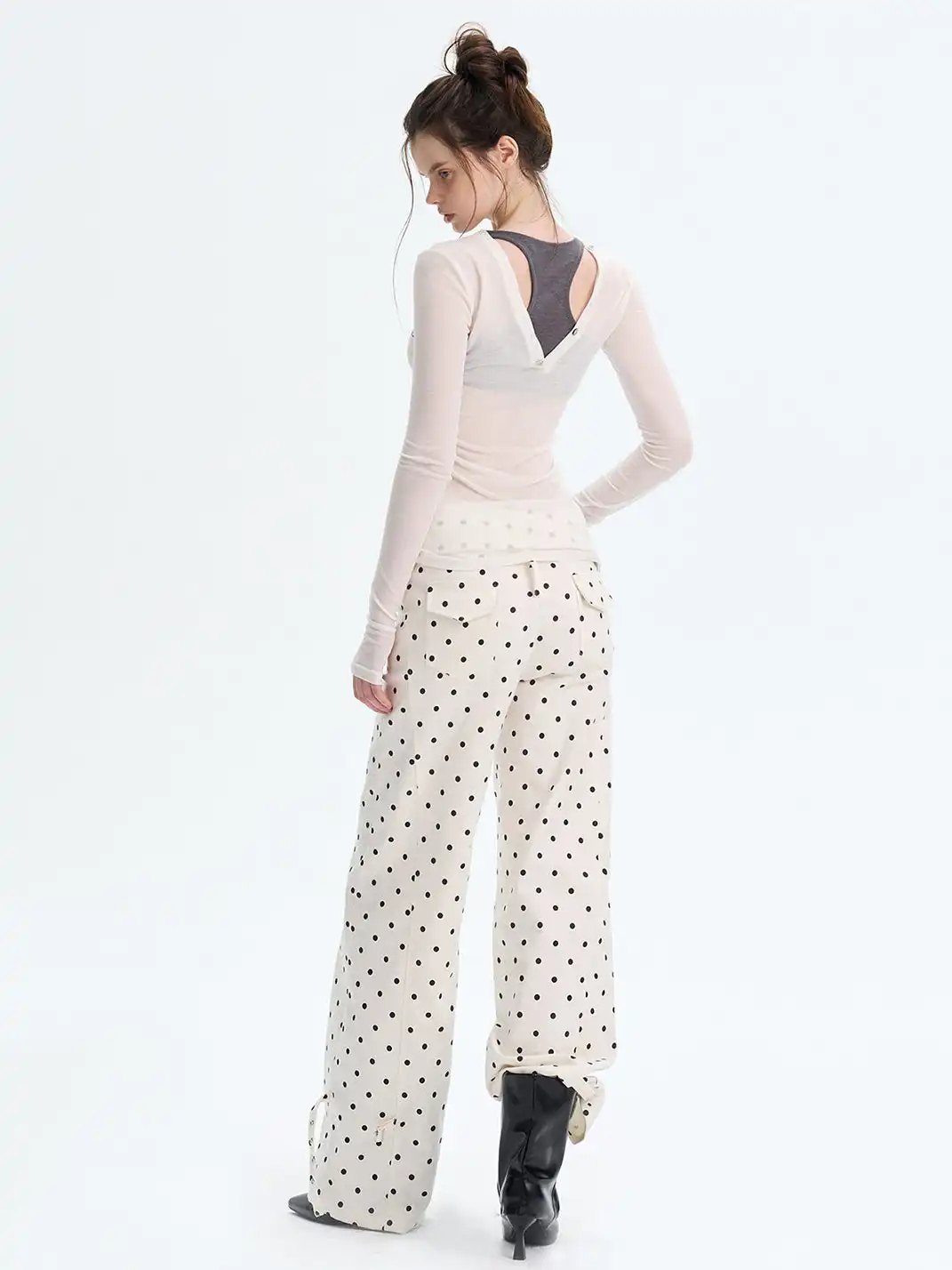 The NeverMore | Puppy Print Faux Two-Piece Knit T-Shirt