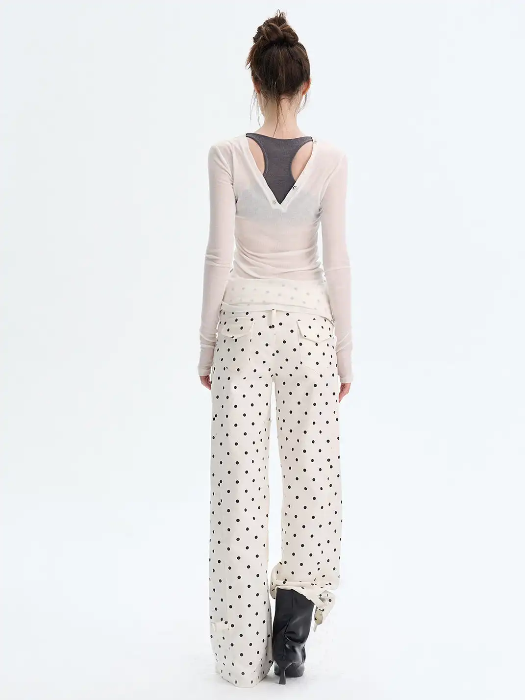 The NeverMore | Puppy Print Faux Two-Piece Knit T-Shirt