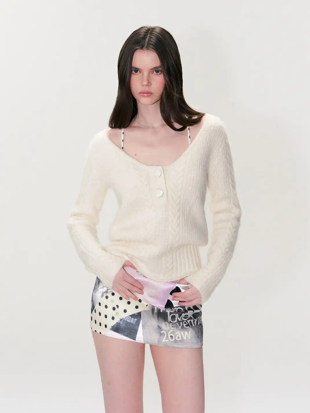The NeverMore | Retro Cable Knit V-Neck Sweater