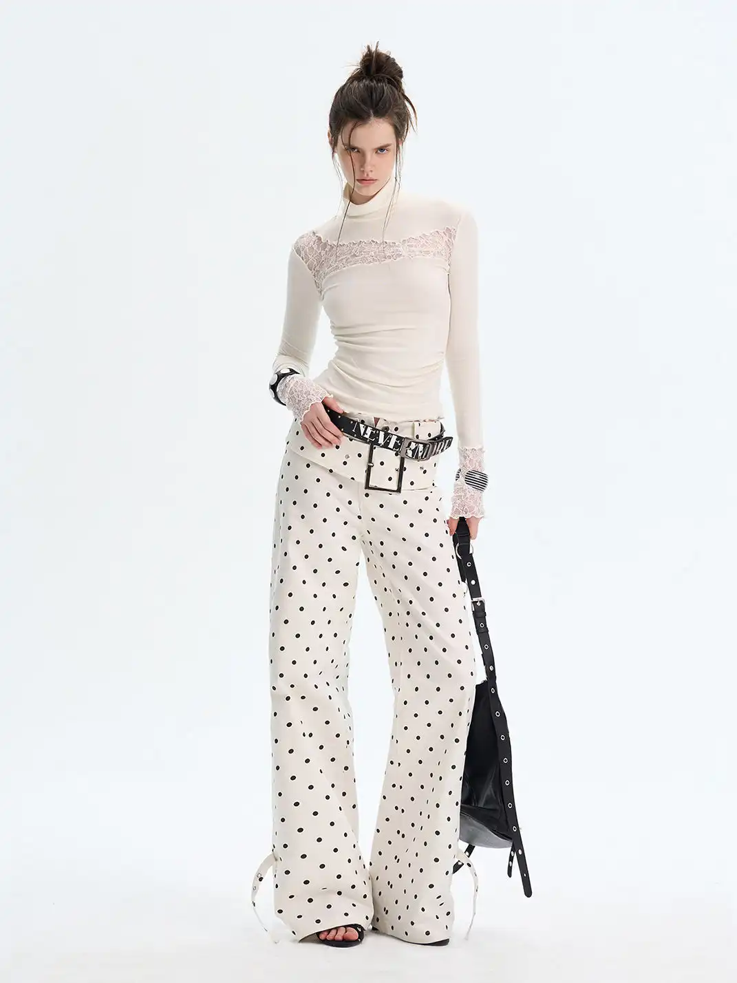 The NeverMore | Patchwork Lace Knit Turtleneck Base Layer