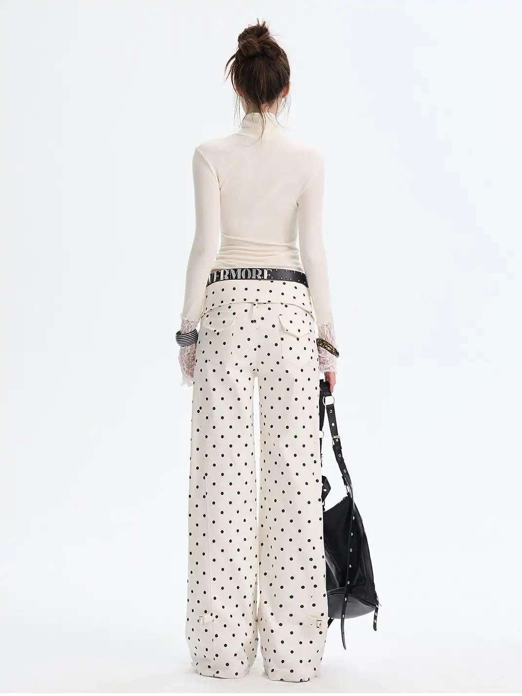 The NeverMore | Patchwork Lace Knit Turtleneck Base Layer