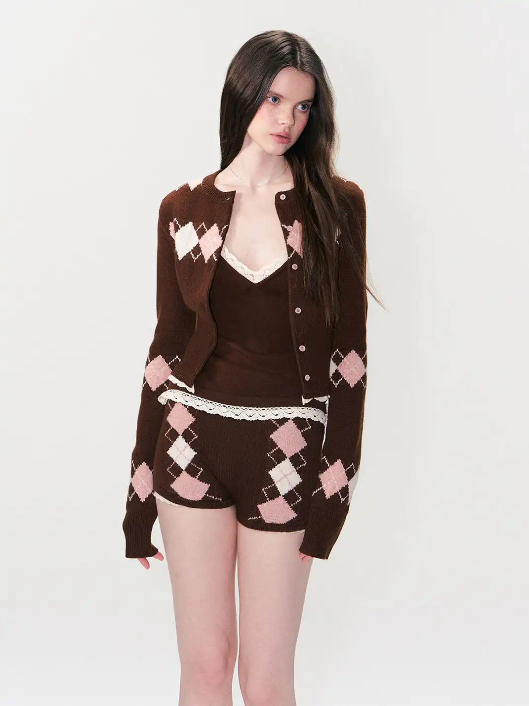 The NeverMore | Knitted Camisole Shorts Cardigan Set