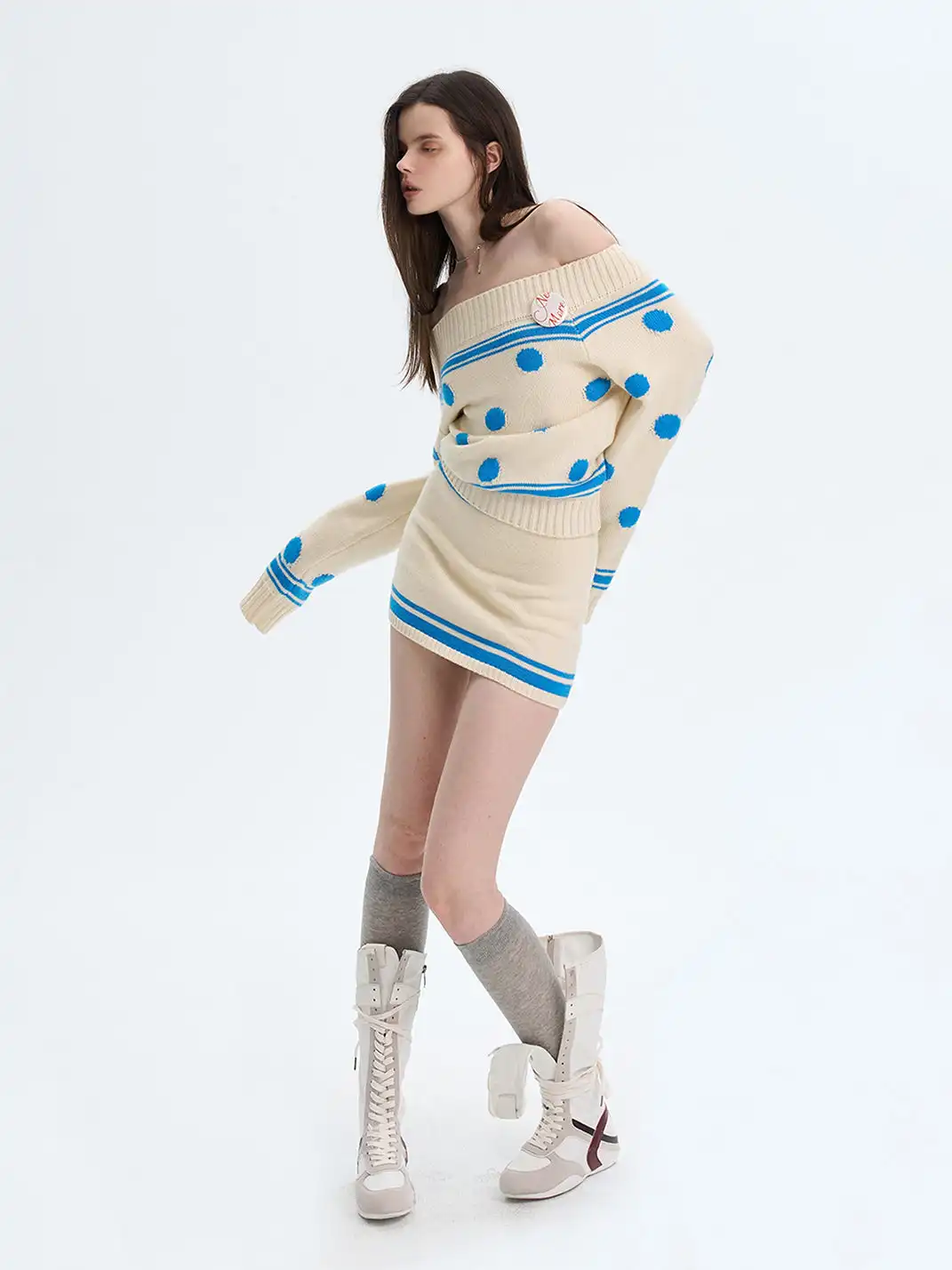 The NeverMore | Color-Blocked Knit Bodycon Skirt