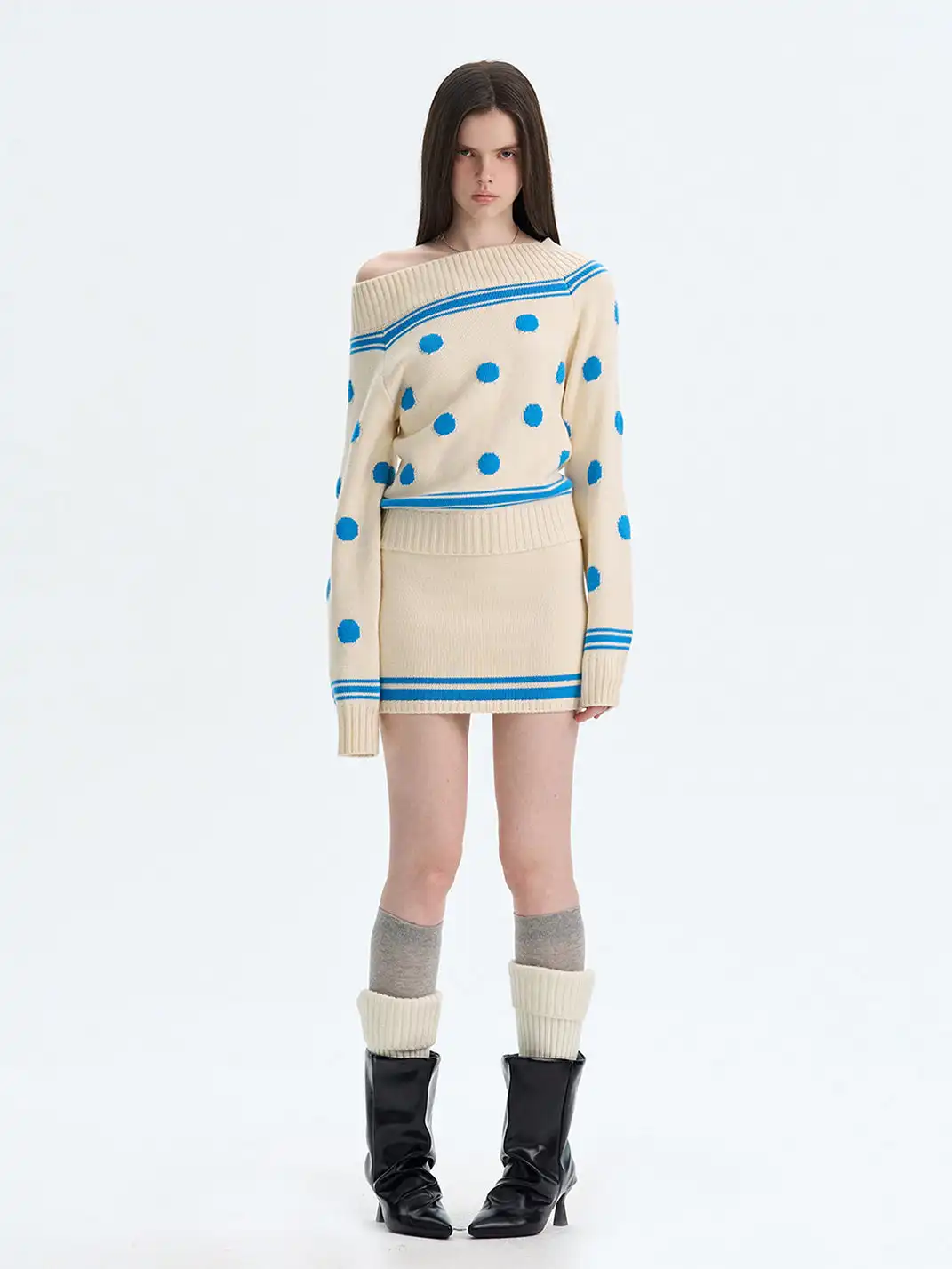 The NeverMore | Color-Blocked Knit Bodycon Skirt