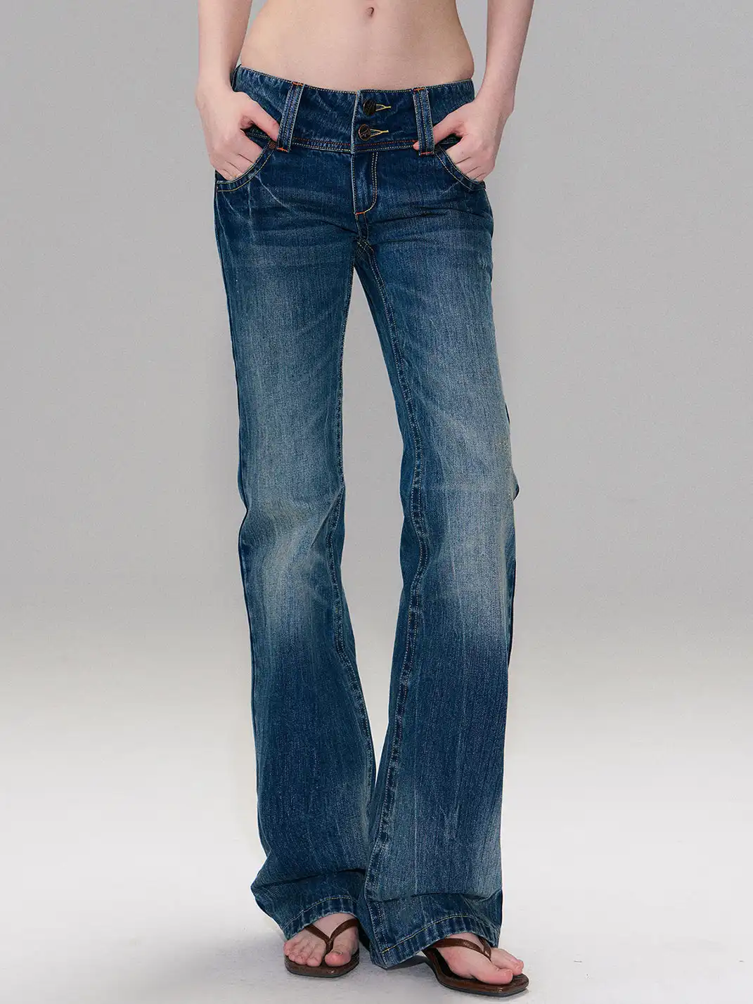 The NeverMore | Vintage Hand-Washed Low-Rise Jeans