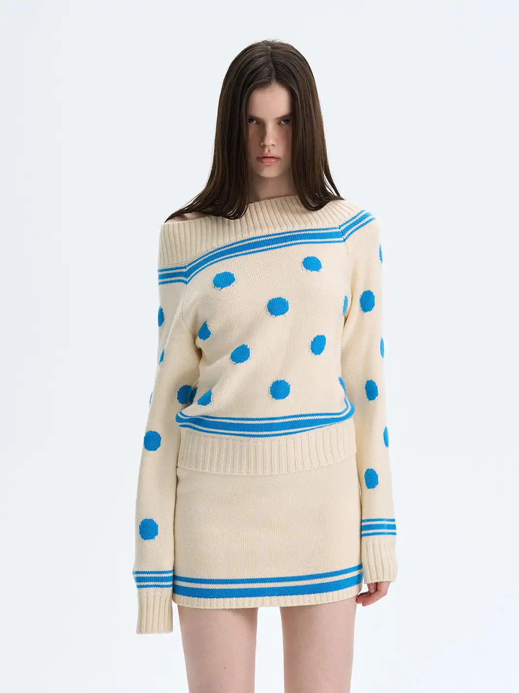 The NeverMore | Retro-Style Off-The-Shoulder Knit Dress