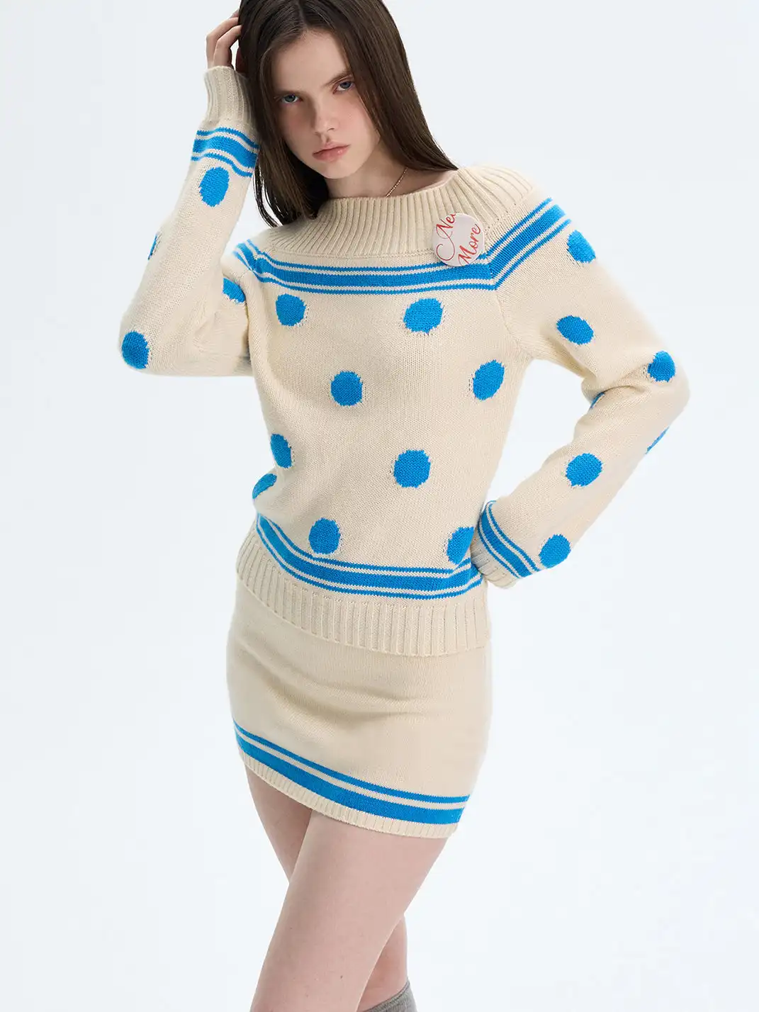 The NeverMore | Retro-Style Off-The-Shoulder Knit Dress