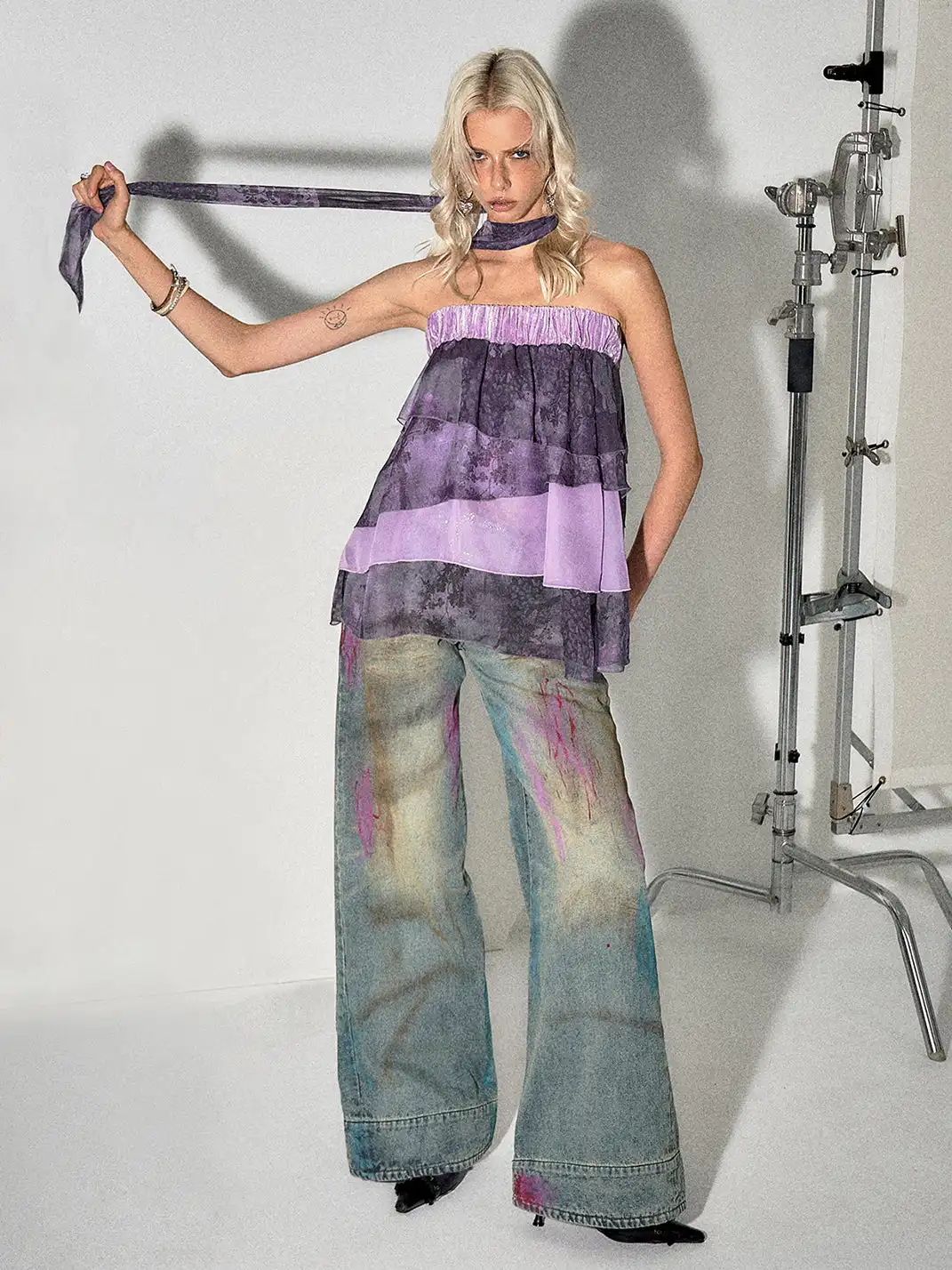 The NeverMore | Washed Blue Heavy-Duty Graffiti Jeans